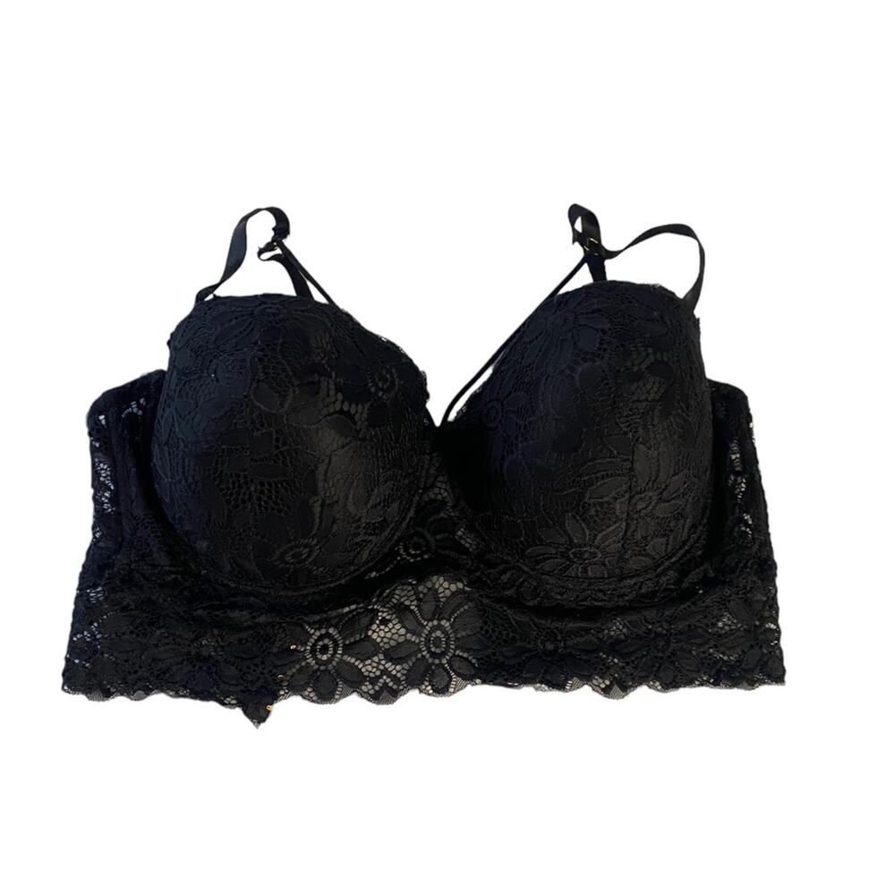 Body Frosting 44D Black Lace Sexy Bra 8-Clasp Closure with Underwire Plus Size